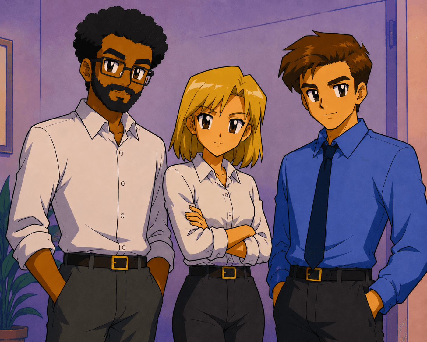 Amanda, João e Pedro, a sua equipe virtual
